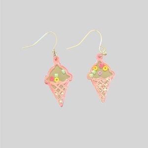 Girl’s Dangly Sparkly Ice Cream Cone Earrings
